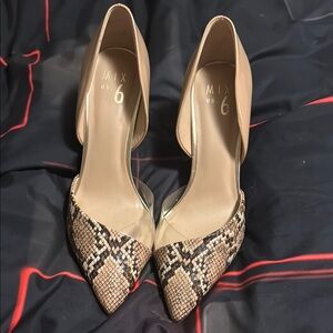 Mix No. 6 Tan and Cream Heels with Stiletto Design